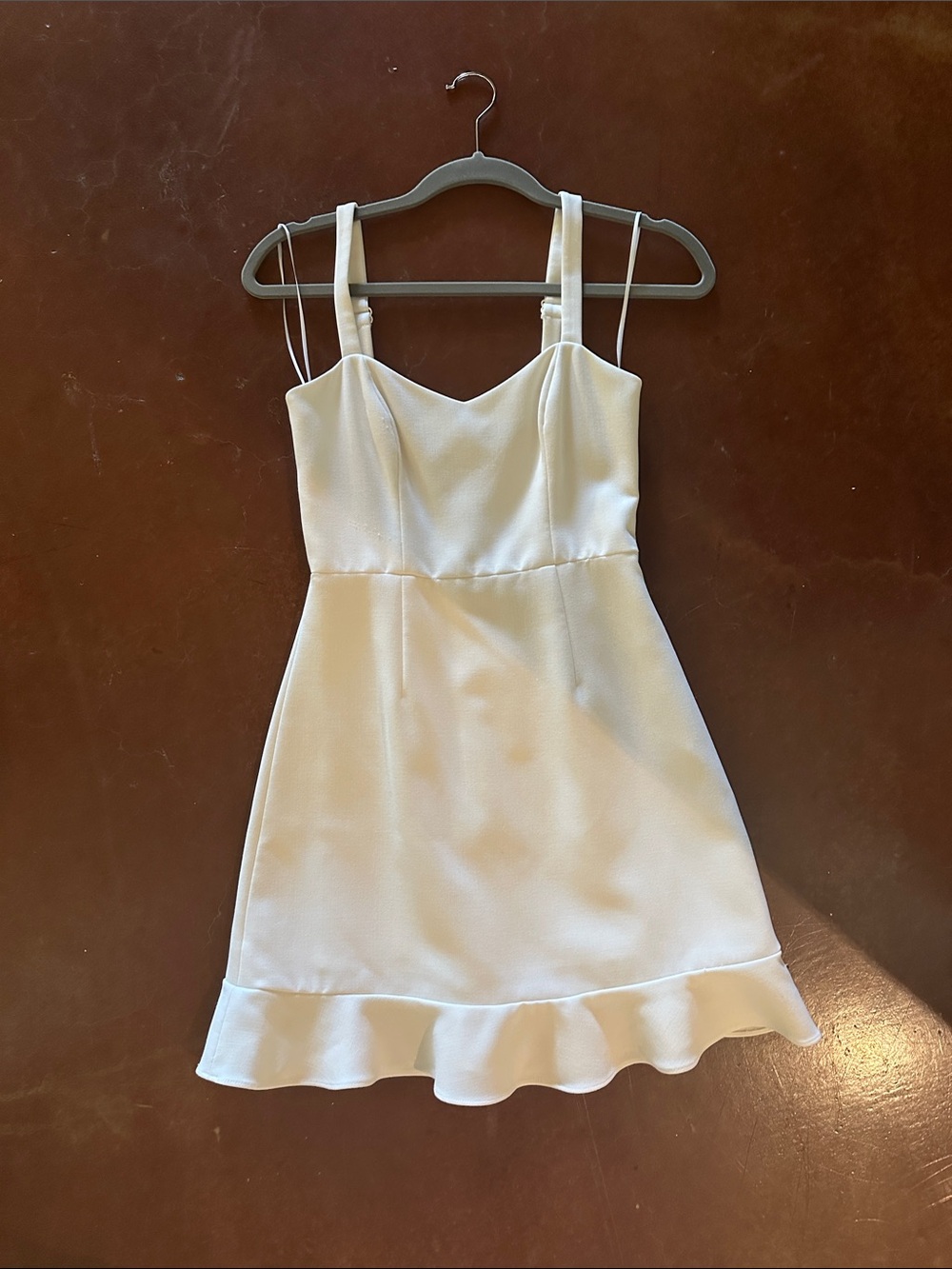 Brides or Sorority ladies!! White Ruffle-Hem Slip Dress - Classic Camisole Style